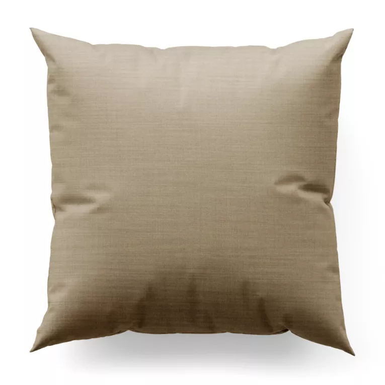 Poszewka szyta ciemnobeżowa z miękkiej tkaniny o naturalnym splocie w stylu ekologicznym
