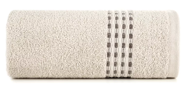 Ręcznik kąpielowy 70x140 cm bawełniany kolor beżowy z przeplataną bordiurą 500 g/m2 RIVA Eurofirany