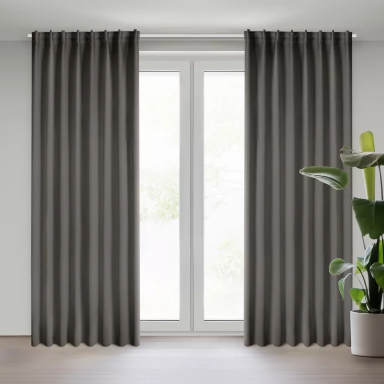 Zasłona grafitowa zaciemniająca 140x300 cm taśma imitująca flex MILAN Eurofirany