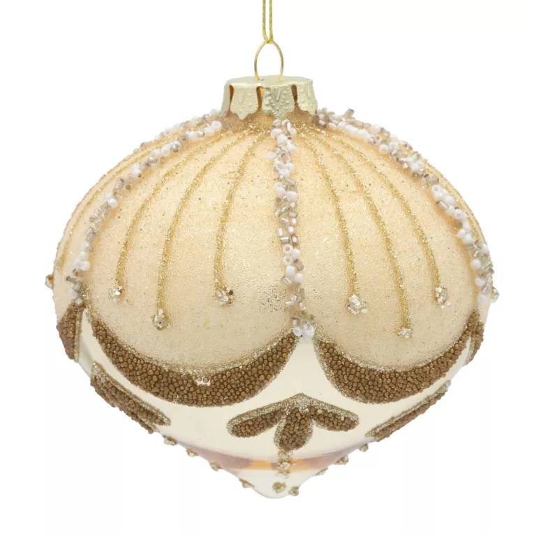 Klasyczna bombka choinkowa ręcznie zdobiona z dodatkiem kryształków Eurofirany