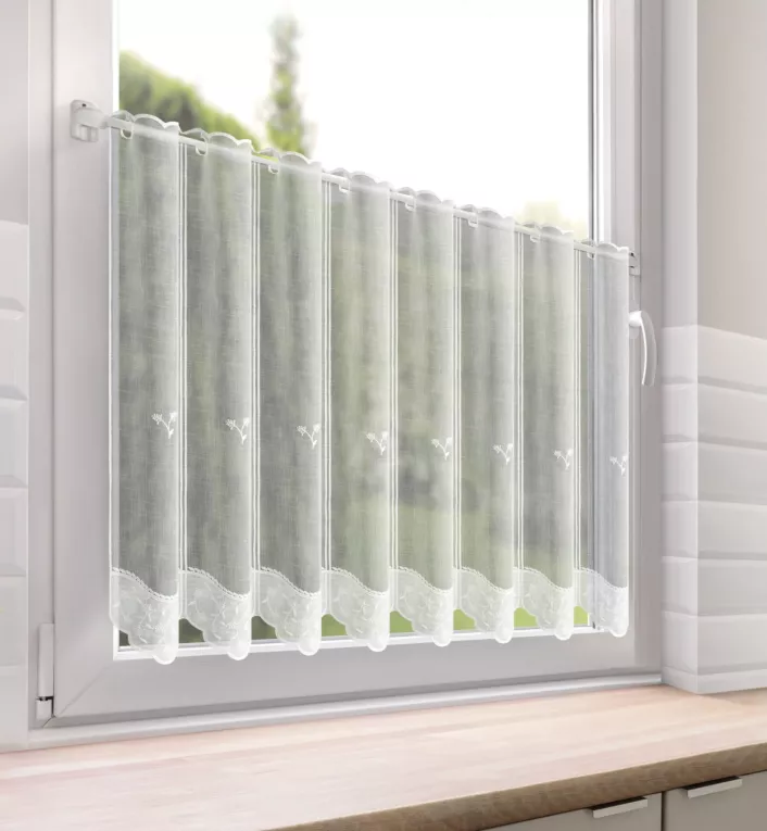 Tkanina firanowa zazdrostka zdobiona haftem Eurofirany