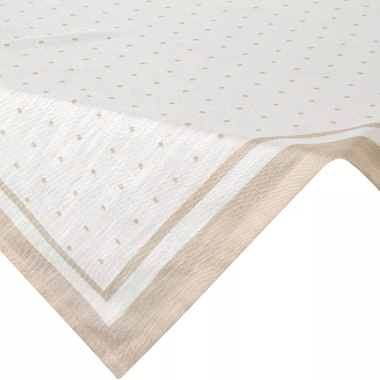 Obrus na stół 90x90 cm naturalno, beżowy w drobne kropeczki SUMMER 15 Eurofirany
