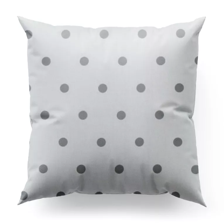 Poszewka szyta biało popielata z miękkiej tkaniny z nadrukiem w kropki