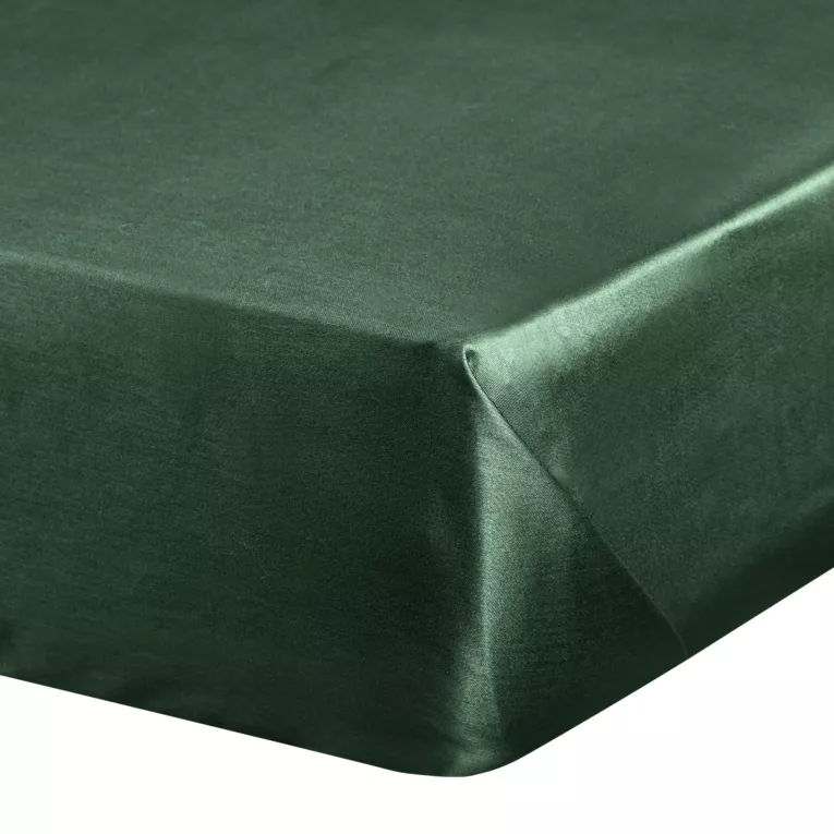 Prześcieradło bez gumki 160x210 cm z satyny bawełnianej kolor ciemnozielony 125 g/m2 DINA Diva Line Eurofirany