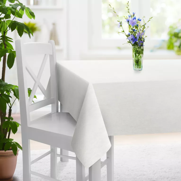 Obrus szyty naturalny z miękkiej szenilowej tkaniny z efektem melanżu