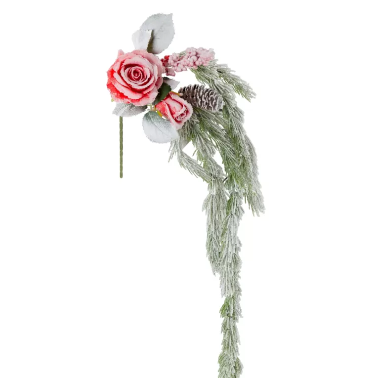 Kwiat świąteczny z gałązkami ośnieżony Eurofirany