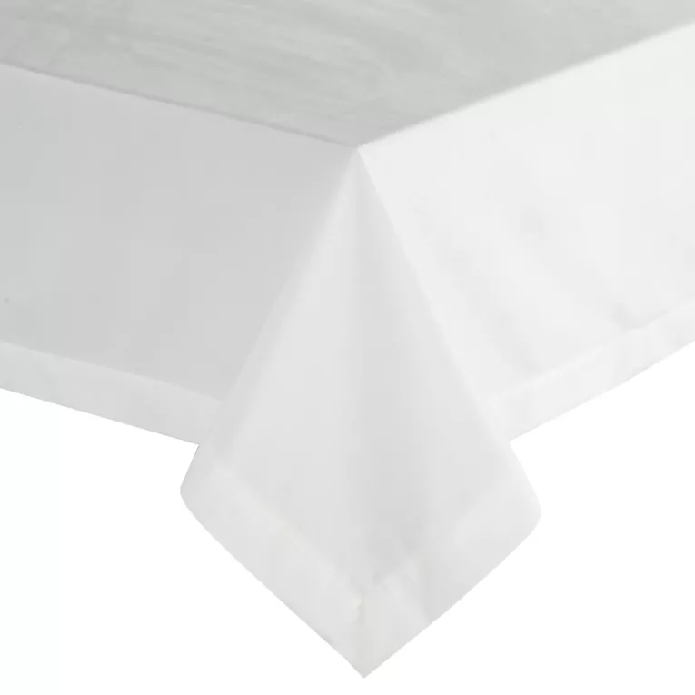 Obrus biały 140x220 cm welwetowy MELINDA z ozdobną listwą