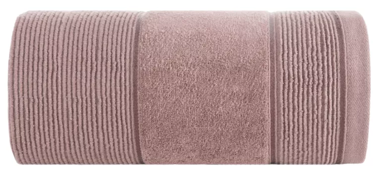 Ręcznik kąpielowy 50x90 cm bawełniany kolor pudrowy róż z welurową bordiurą 500 g/m2 EMMA Eurofirany