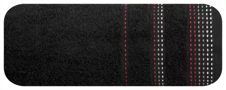 Ręcznik kąpielowy 50x90 cm bawełniany kolor czarny z ozdobnym stębnowaniem 500 g/m2 POLA Eurofirany