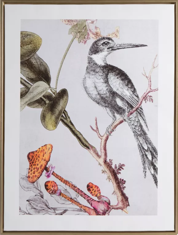 Obraz nadruk na płótnie z motywem Zimorodka pośrodku gałązek w pastelowych odcieniach Eurofirany