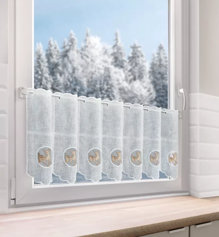 Tkanina firanowa zazdrostka z świątecznym haftem Eurofirany