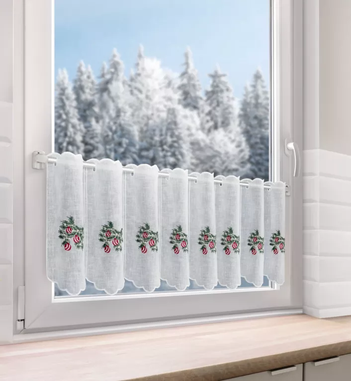 Tkanina firanowa zazdrostka z świątecznym haftem Eurofirany
