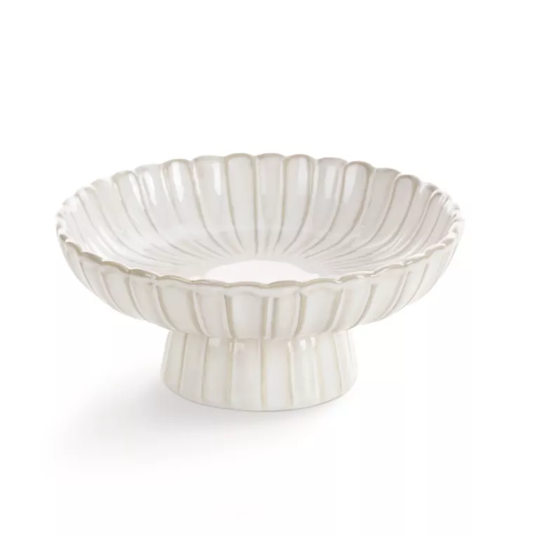 Misa ceramiczna na stopce AVRIL w stylu eko z przecieranym wzorem Eurofirany