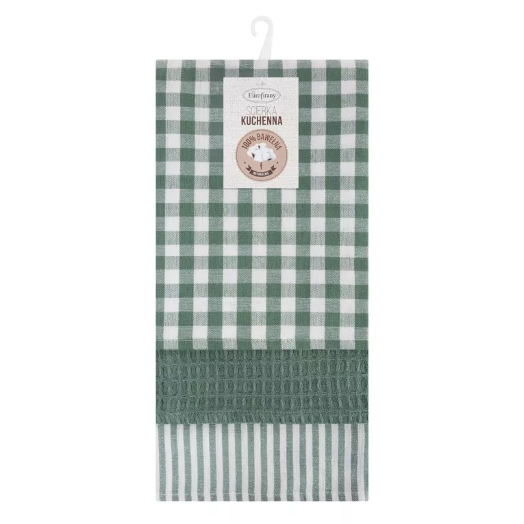Komplet ściereczek kuchennych  3szt 50x75 cm bawełniany kolor biały,zielony 200 g/m2  LUCY Eurofirany