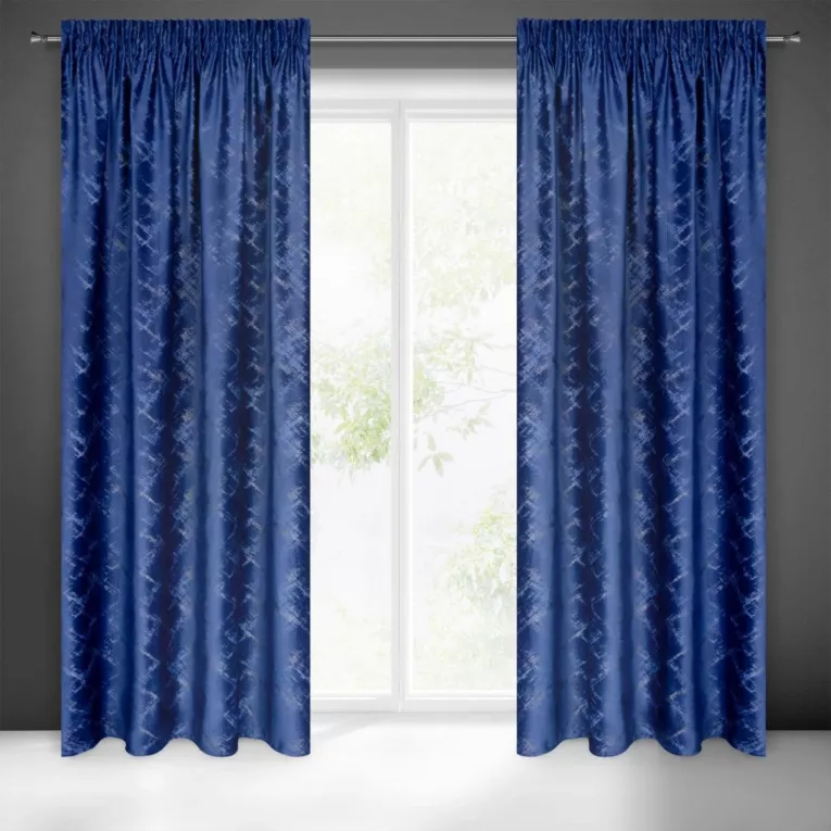 Zasłona granatowa z szampańską przecierką z welwetowej tkaniny 140x270 taśma ADRIA Eurofirany