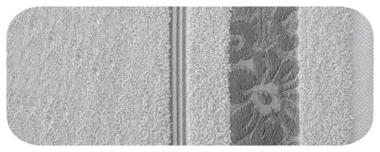 Ręcznik SYLWIA srebrny z bordiurą w kwiaty Eurofirany