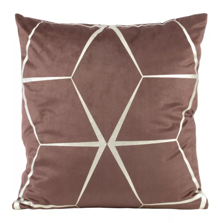 Poszewka na poduszkę 45x45 cm welwetowa z srebrnym nadrukiem geometrycznym pudrowo różowa BLINK 28 Eurofirany