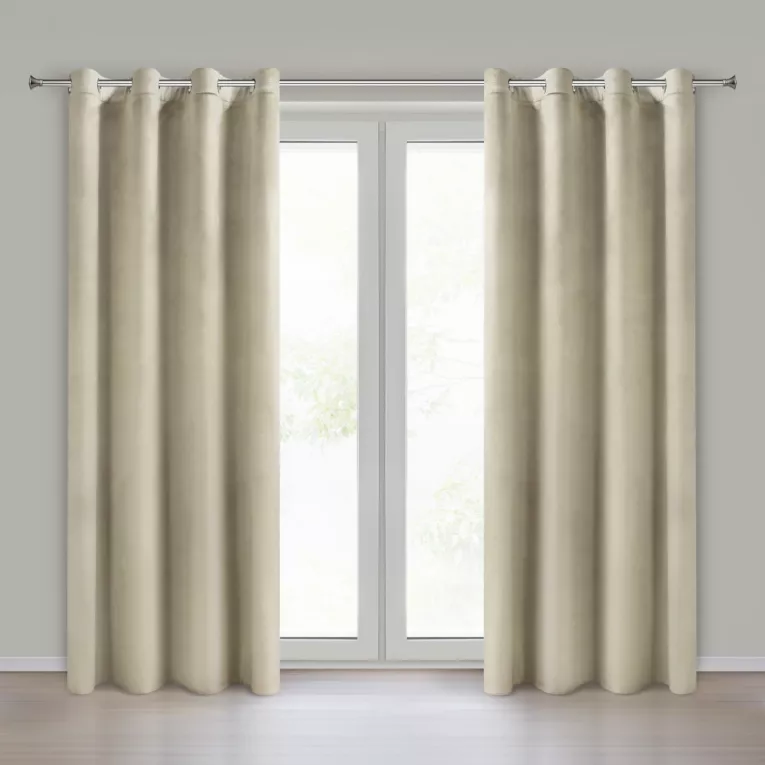 Komplet 2 szt. zasłon kremowych z welwetowej tkaniny 140x250 cm przelotki - DARLA Eurofirany