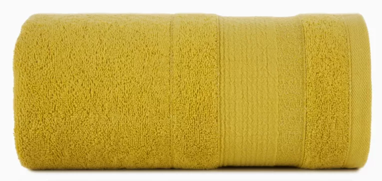 Ręcznik do rąk 30x50 cm bawełniany kolor musztardowy w pasy przetykany błyszczącą nicią 500 g/m2 APRIL Eurofirany
