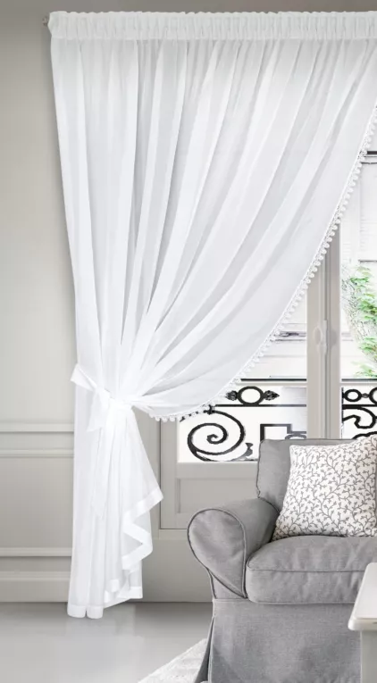 Firana zdobiona na brzegach ażurową gipiurką 360x250 taśma - Eurofirany