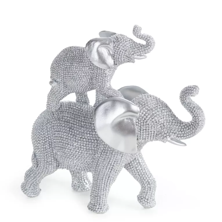 Figurka srebrna w kształcie słonia o drobnym strukturalnym wzorze 17x6x17 cm ELDO Eurofirany