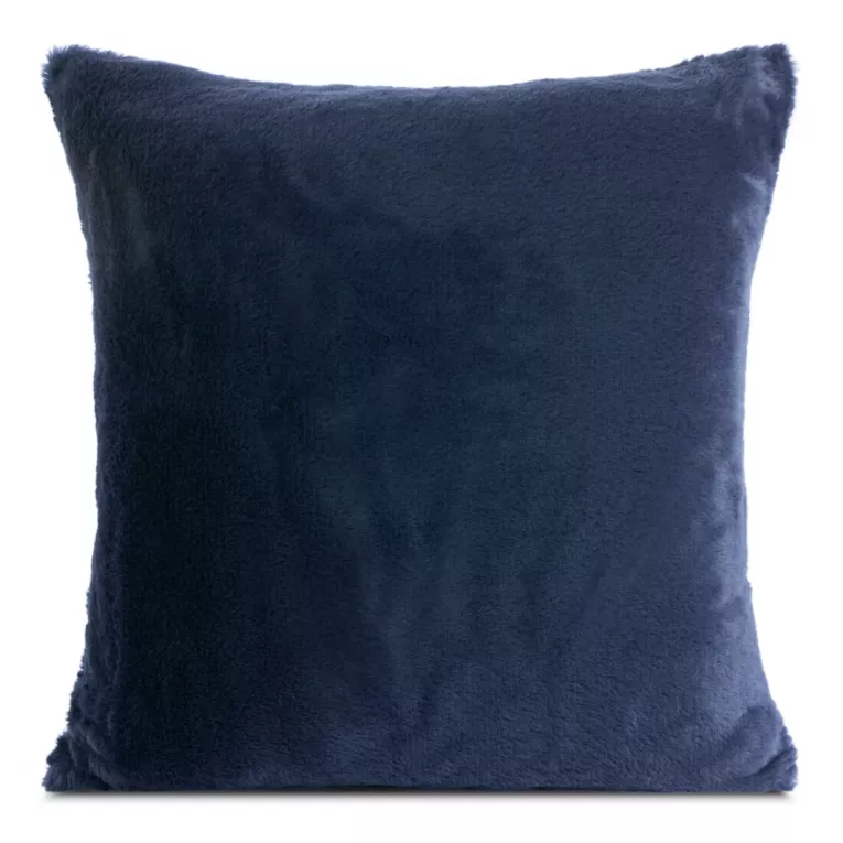 Poszewka na poduszkę 60x60 cm granatowa z miękkiej futrzanej tkaniny NINA Eurofirany