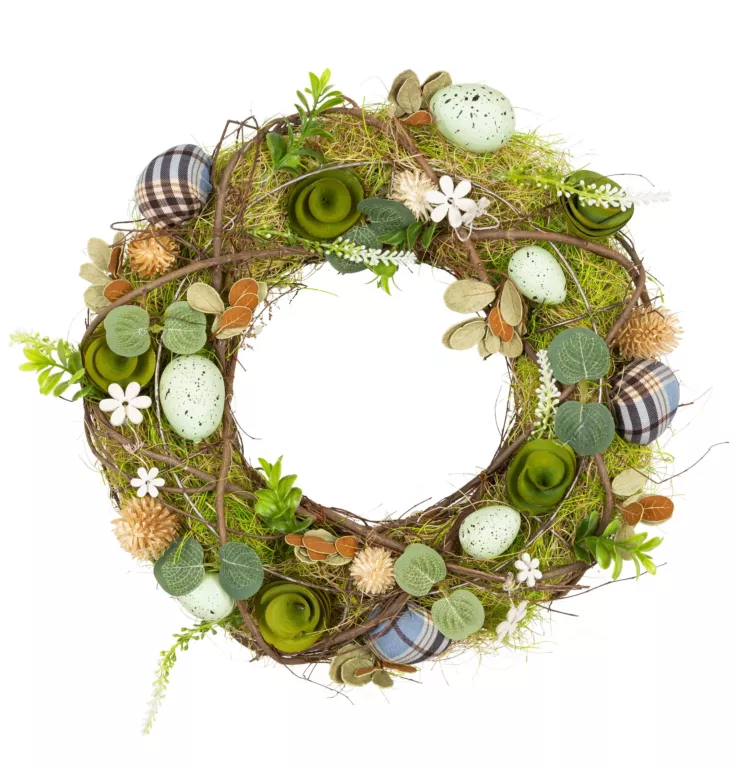 Dekoracyjny wianek welkanocny z naturalnych gałązek Eurofirany