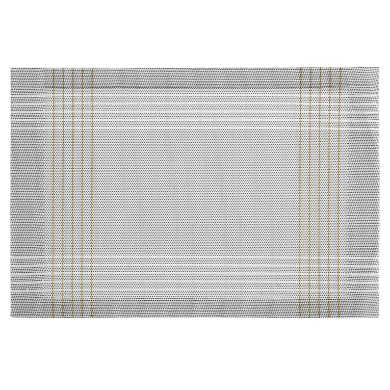 Podkładka na stół biało, złota 30x45 cm KARA zdobiona w subtelna kratkę Eurofirany