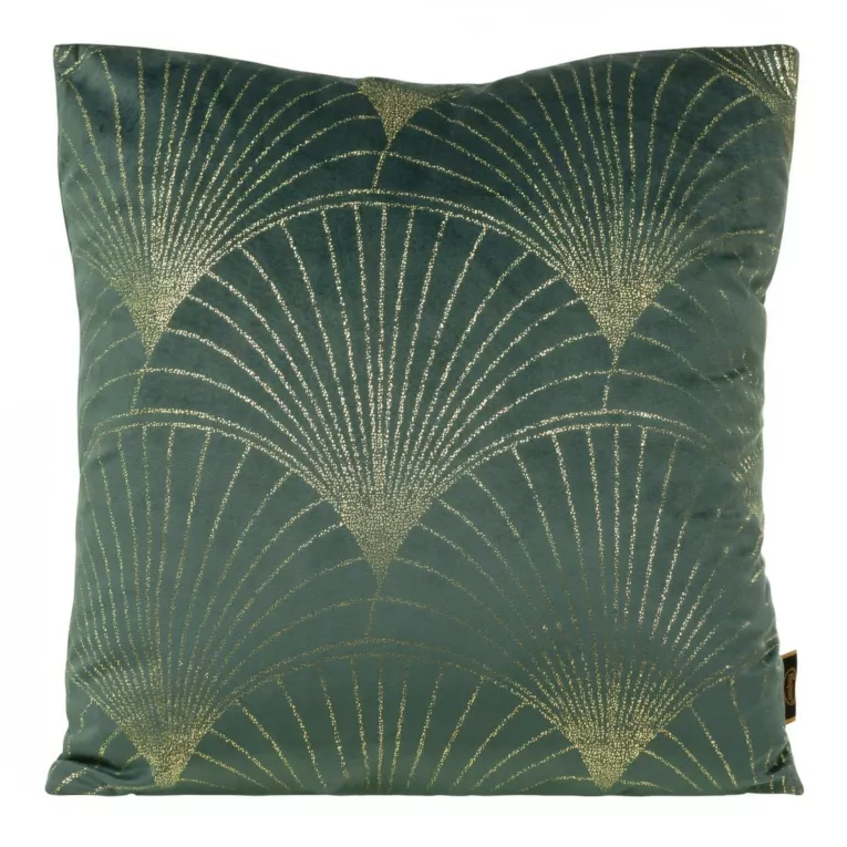 Poszewka na poduszkę 45x45 cm welwetowa ze złotym nadrukiem ciemnomiętowo BLINK 21 Eurofirany