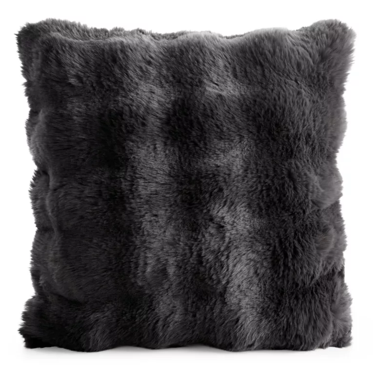 Poszewka na poduszkę 45x45 cm z futerka kolor stalowy zdobiona efektem 3D LILY Eurofirany