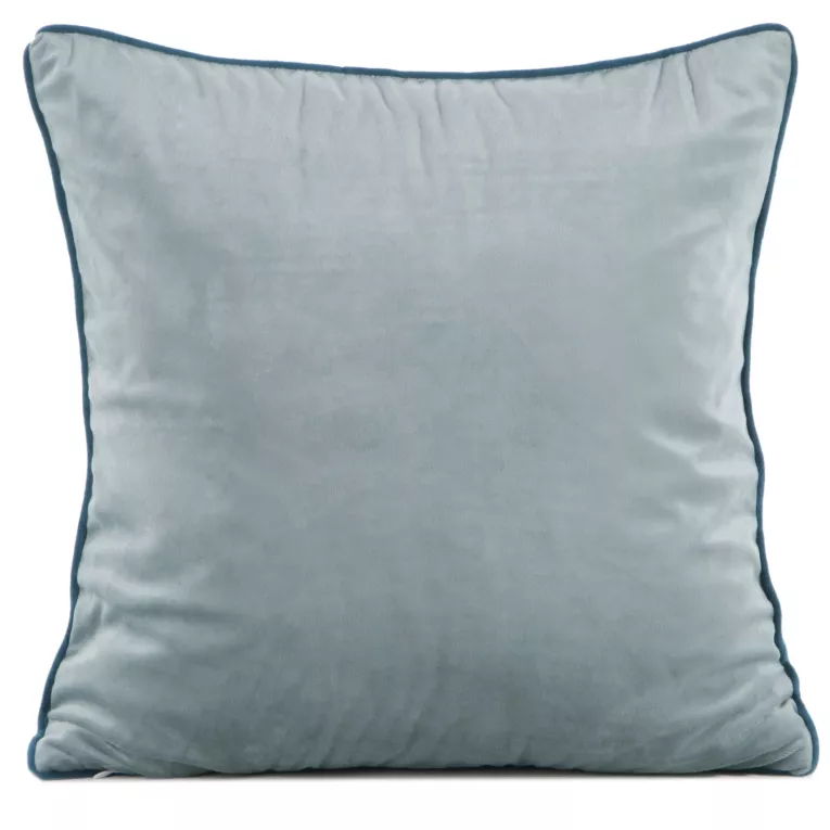 Poszewka na poduszkę 60x60 cm welwetowa o delikatnym połysku z ozdobną lamówką szałwiowa GAJA 2 Eurofirany