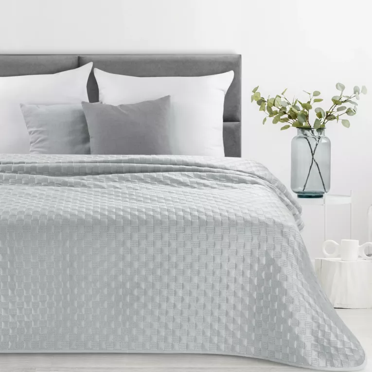 Narzuta welwetowa srebrna 220x240 cm pikowana metodą hot press SOFIA 4 EUROFIRANY PREMIUM