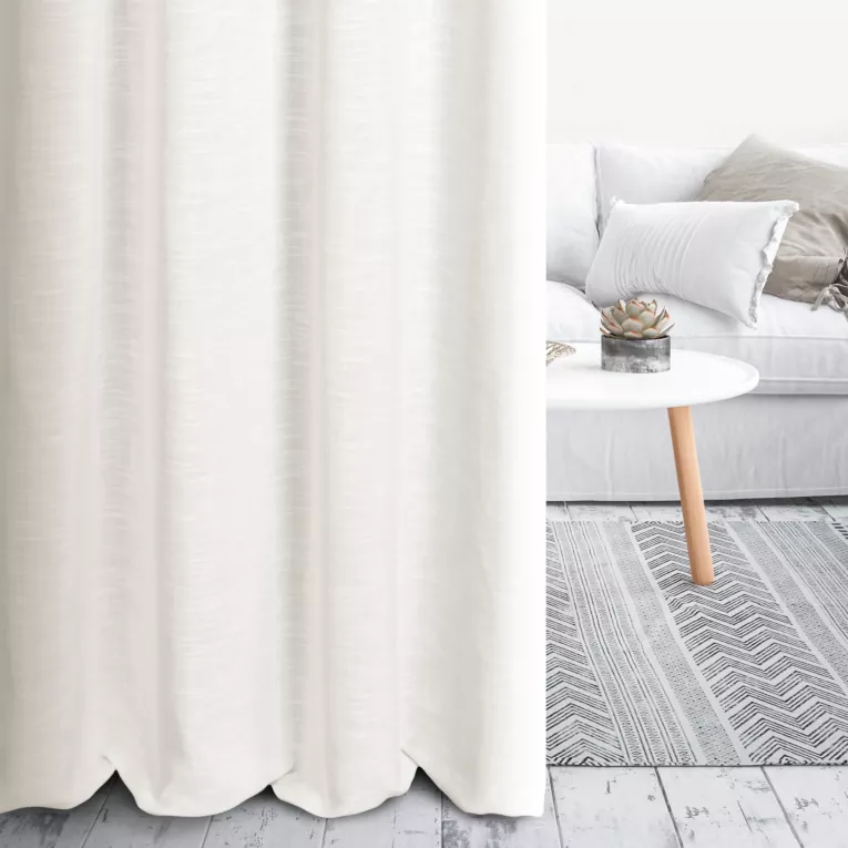 Zasłona szyta na taśmie fala naturalna z tkaniny typu eko z widocznym splotem