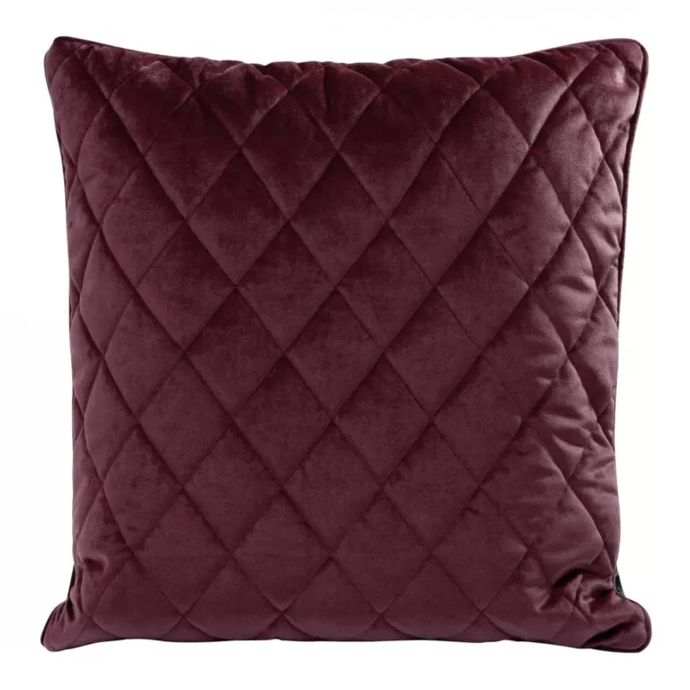 Poduszka 50 x 50 cm bordowa pikowana we wzór karo z ozdobną wypustką na brzegach VELVET 28 Eurofirany