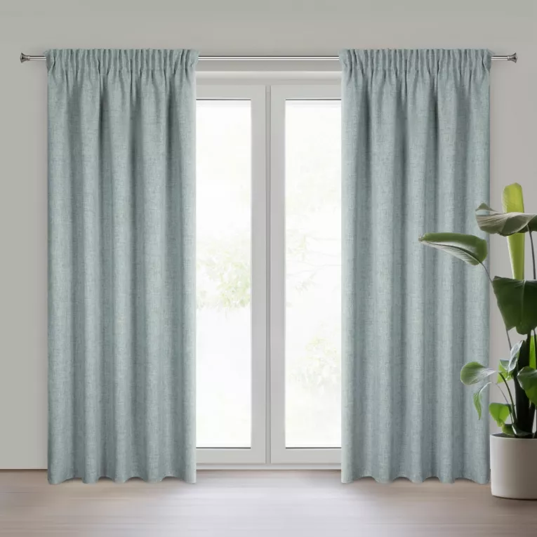 Zasłona jasnoniebieska w stylu eko 140x270 cm taśma JULA2 Eurofirany