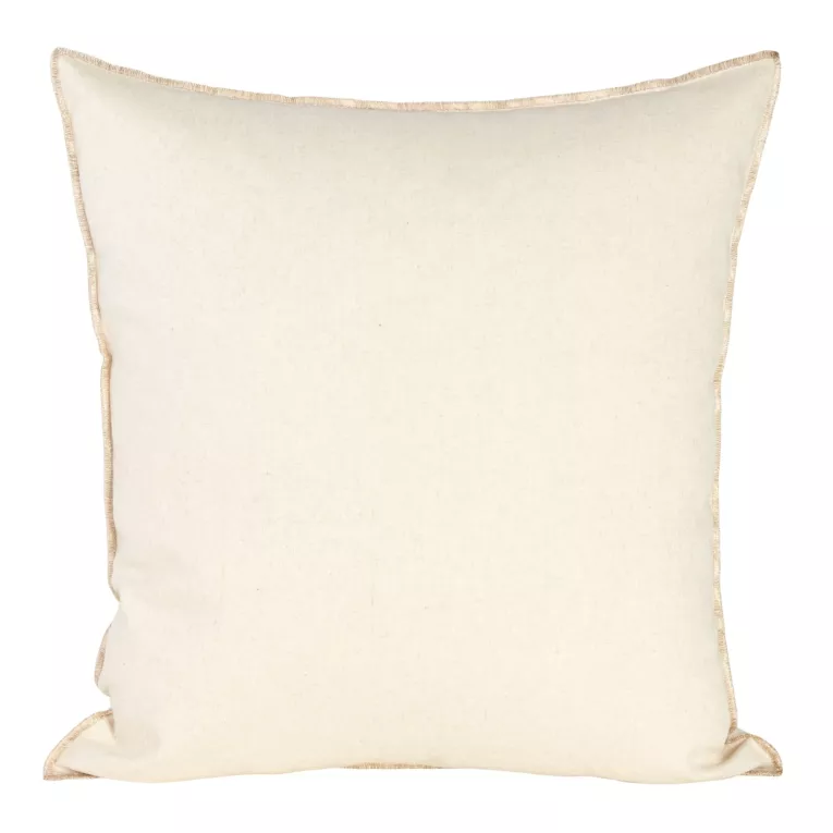 Poszewka na poduszkę 45x45 cm bawełniana z dodatkiem lnu obszyta złotą nicią kremowa LEN Eurofirany