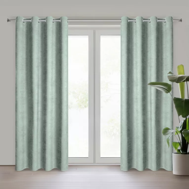 Zasłona miętowa z tkaniny welurowej 160x180 cm przelotka - Dora Eurofirany