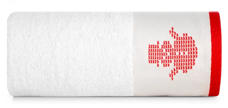 Ręcznik kąpielowy świąteczny 50x90 cm bawełniany kolor biały z żakardową bordiurą w stylu skandynawskim 480 g/m2 NOEL Eurofirany