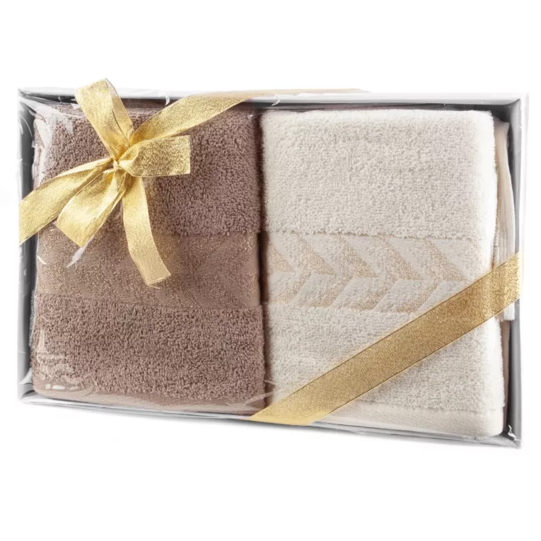 Zestaw ręczników bawełnianych 2 szt 50x90 cm kolor kremowy, beżowy 450 g/m2 GLOW Eurofirany