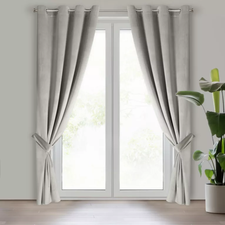 Zasłona popielata z tkaniny welwetowej, troczek w zestwie 140x270 cm przelotka ANTARA Eurofirany