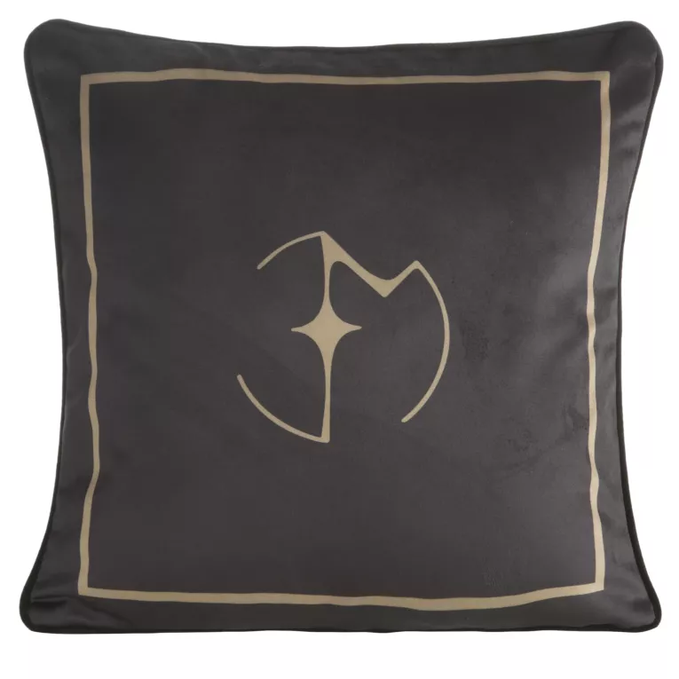 Poszewka na poduszkę 45x45 cm welwetowa i ozdobnym logiem czarno, złota EVA 2 EVA MINGE Eurofirany