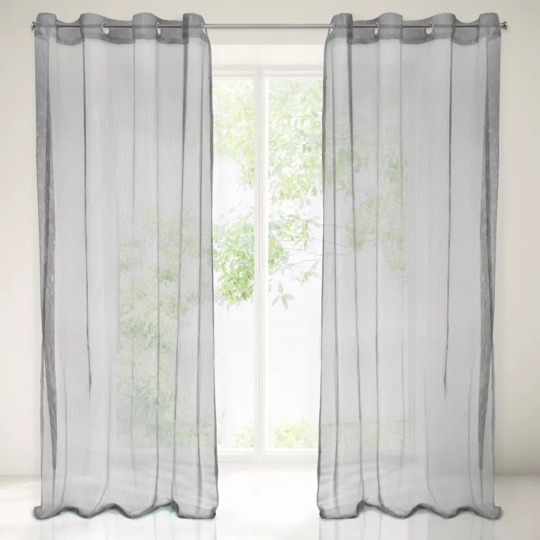 Dekoracja okienna Anika srebrna z siateczki plaster miodu  na przelotkach Eurofirany