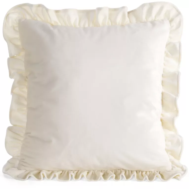 Poszewka na poduszkę 60x60 cm z aksamitnego welwetu zdobiona na brzegach falbanami niebieska BRENDA EUROFIRANY PREMIUM