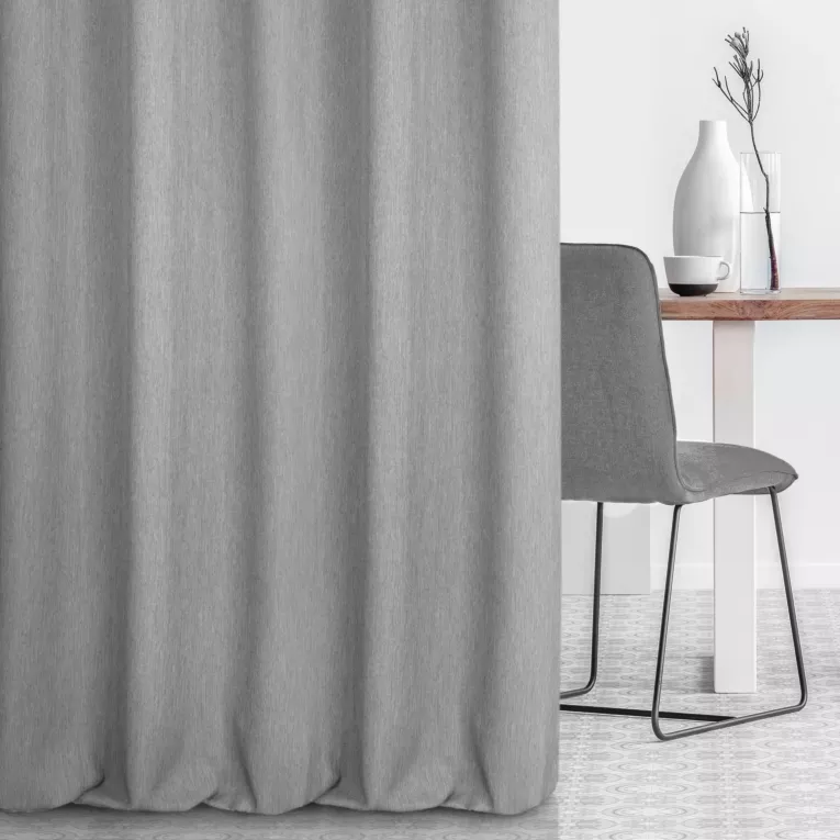 Zasłona szyta na taśmie fala jasnoszara z miękkiej tkaniny z efektem melanżu