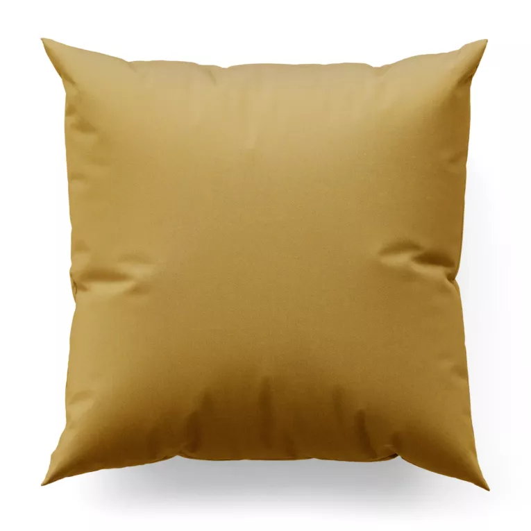 Poszewka szyta musztardowa z gładkiej tkaniny typu blackout