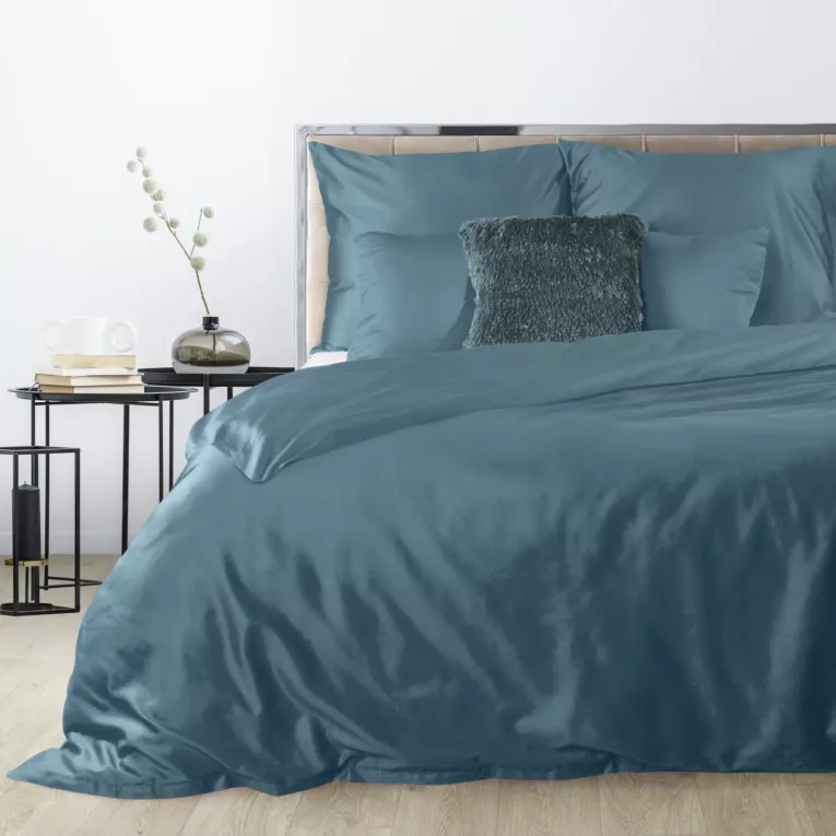 Pościel 140x200 cm gładka z satyny bawełnianej kolor petrol DINA Diva Line Eurofirany