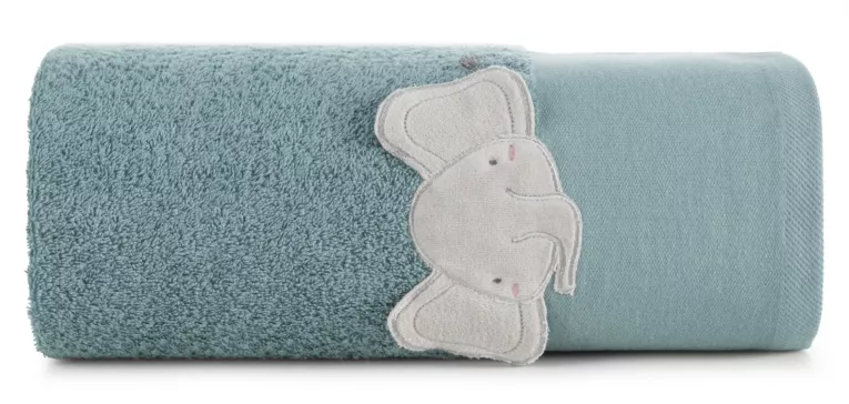 Ręcznik kąpielowy dziecięcy 50x90 cm bawełniany kolor niebieski z aplikacją słonika 480 g/m2 BABY 59 Eurofirany
