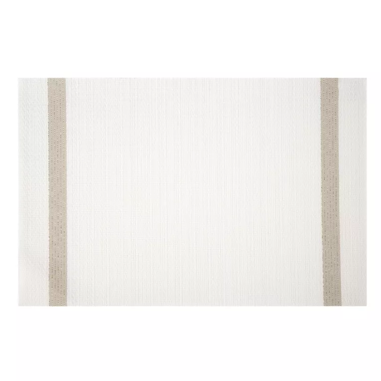 Podkładka na stół biało, beżowa 30x45 cm RUBY zdobiona pasami pleciona Eurofirany