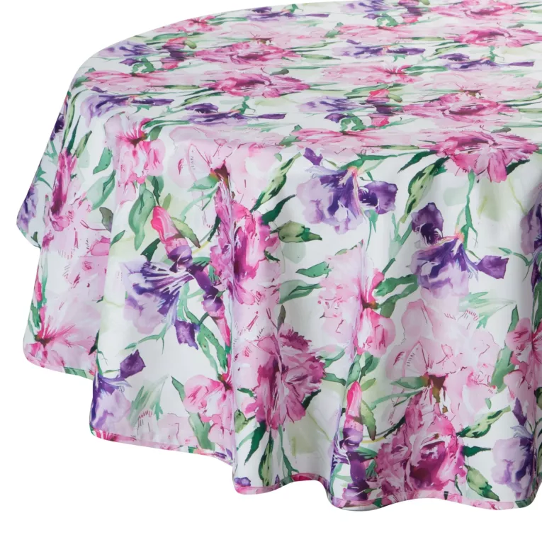Obrus okrągły różowo, fioletowy średnica 150 cm wodoodporny GARDEN na taras oraz balkon