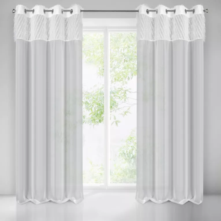 Firana biała w stylu glamour 140x250 cm przelotka AMIRA Eurofirany